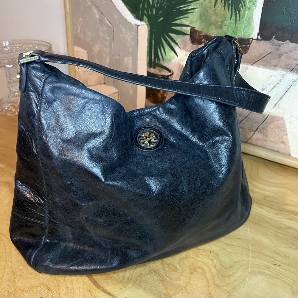 Tory Burch Black Leather Classic City Hobo Bag